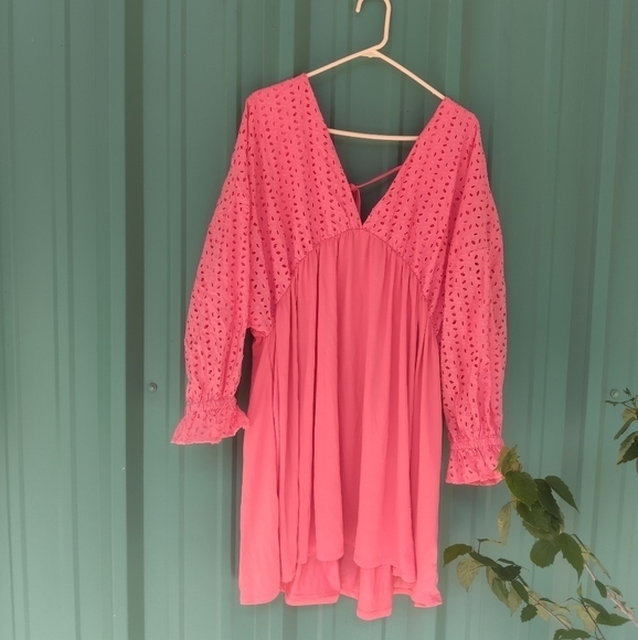 New Women's Peach Eyelet Tunic Top Plus Size 3X Bohemian Boho - Picture 1 of 6
